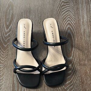 SHEIN Black Heeled Sandals Elegant Strappy Design